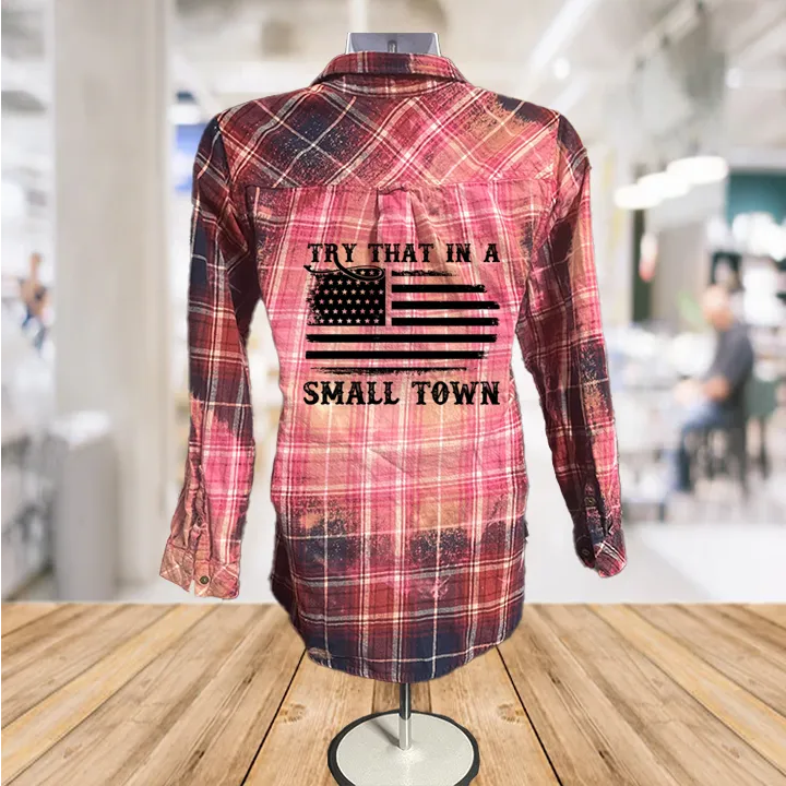 Small Town Flag Button Down Shirt: XL