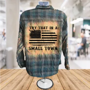 Small Town Flag Button Down Shirt: XL