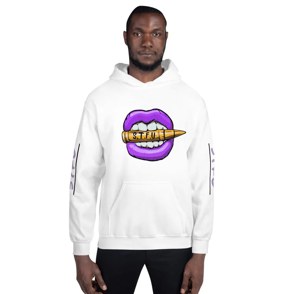 STFU Electric Purple Logo Unisex Hoodie - White
