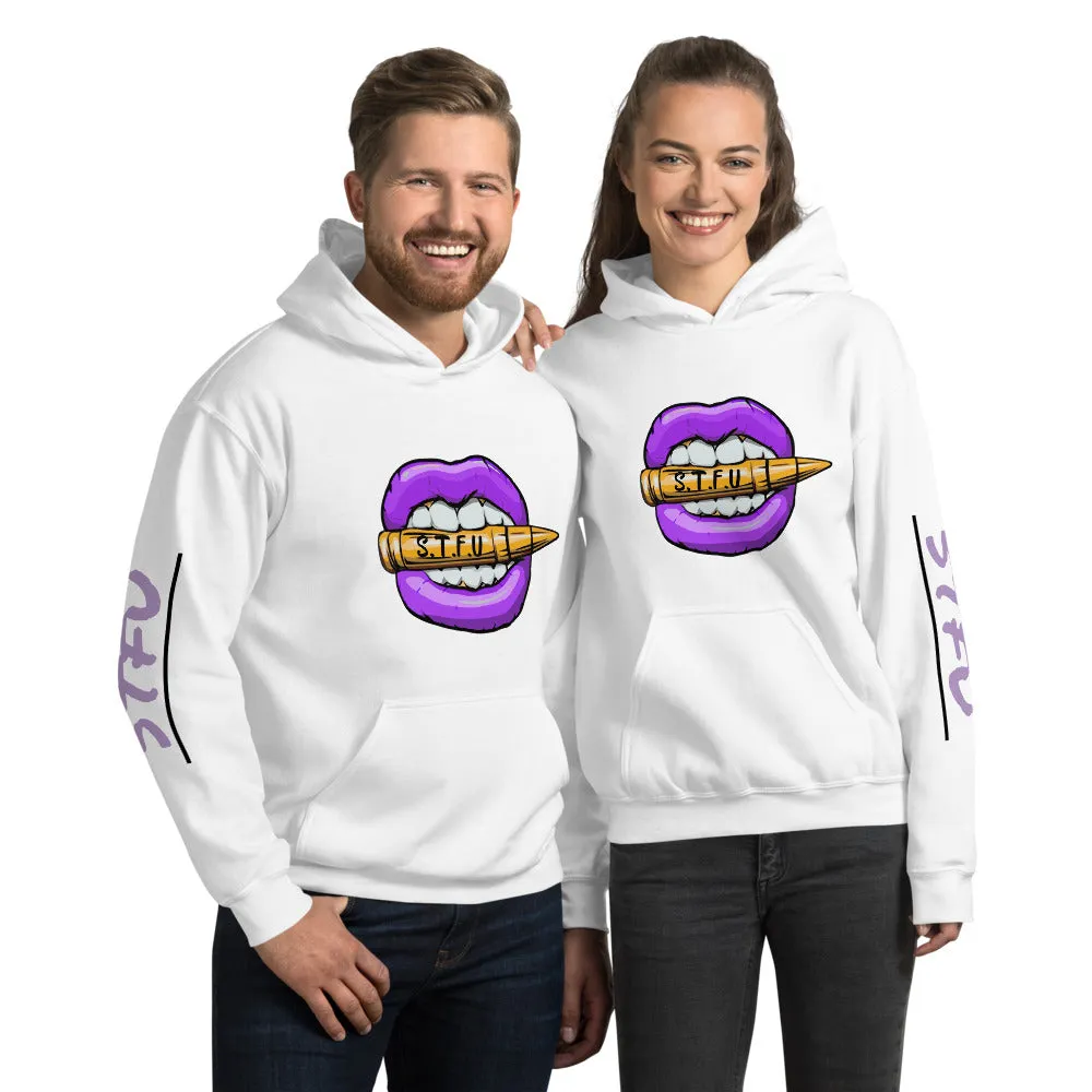 STFU Electric Purple Logo Unisex Hoodie - White
