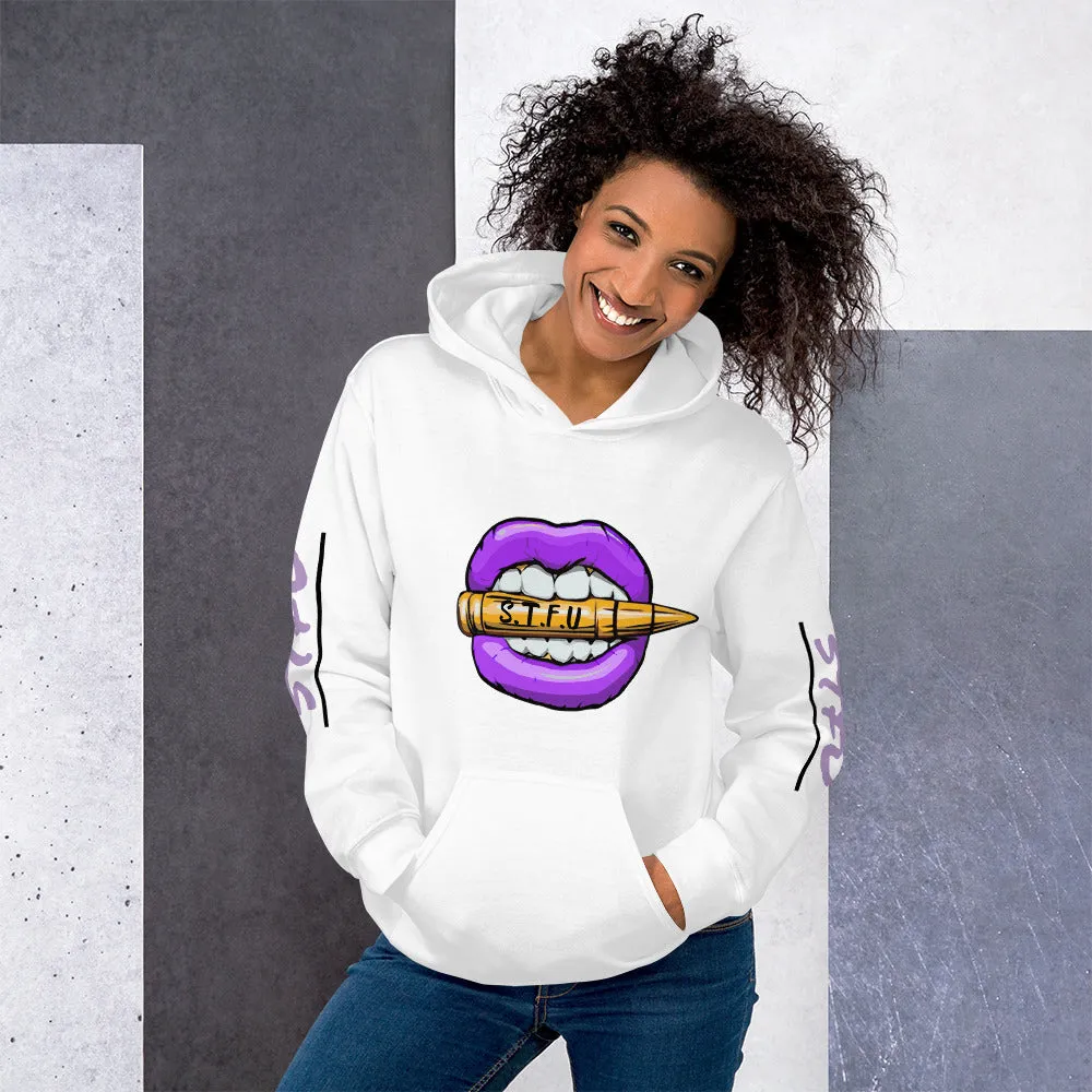 STFU Electric Purple Logo Unisex Hoodie - White