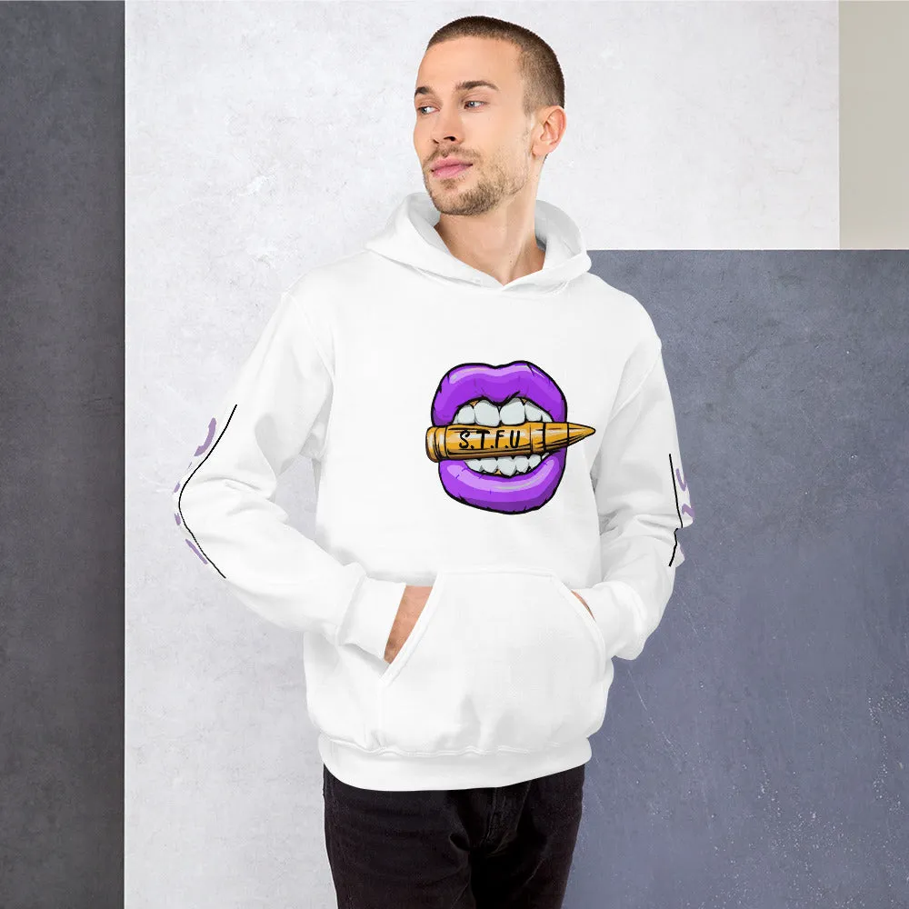 STFU Electric Purple Logo Unisex Hoodie - White