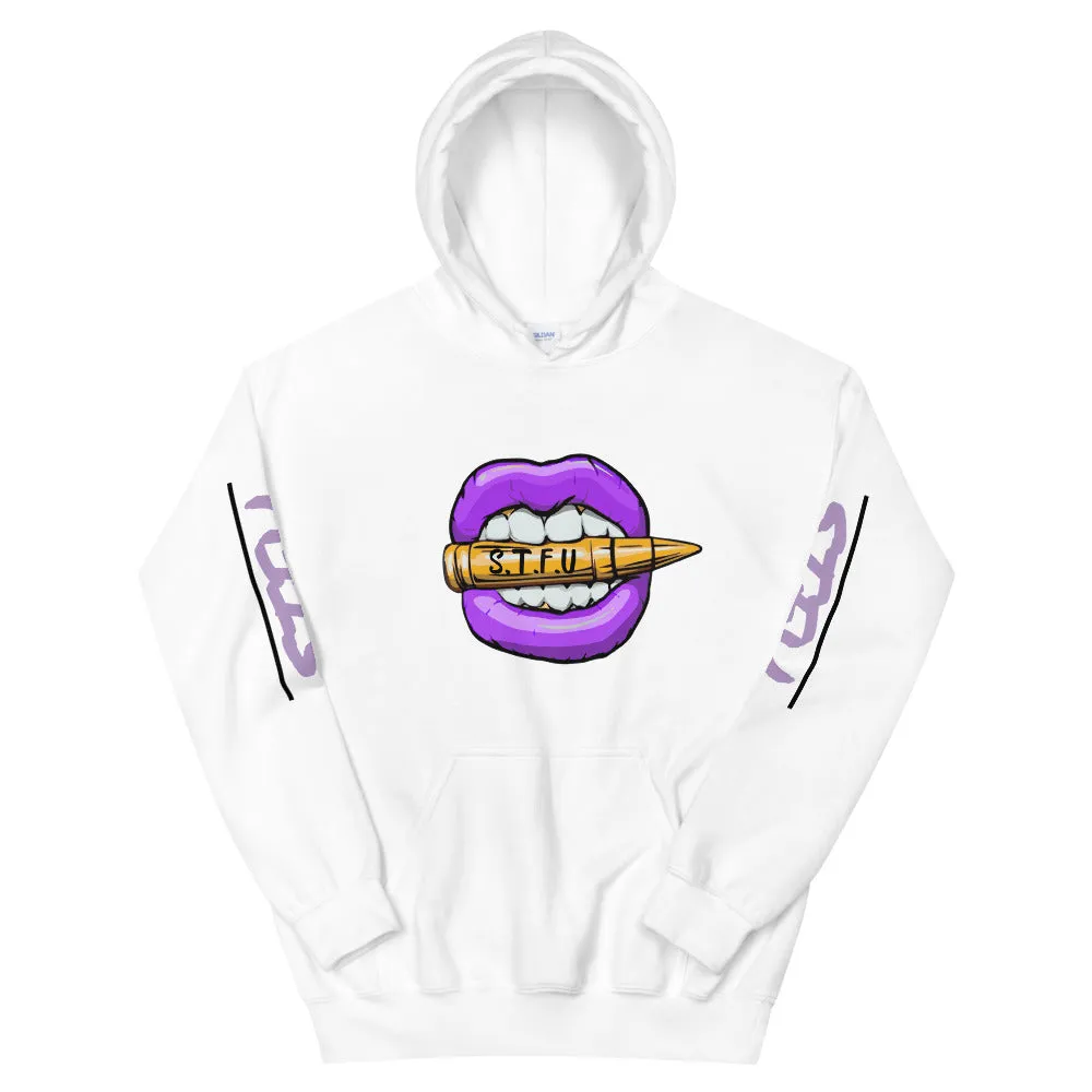 STFU Electric Purple Logo Unisex Hoodie - White