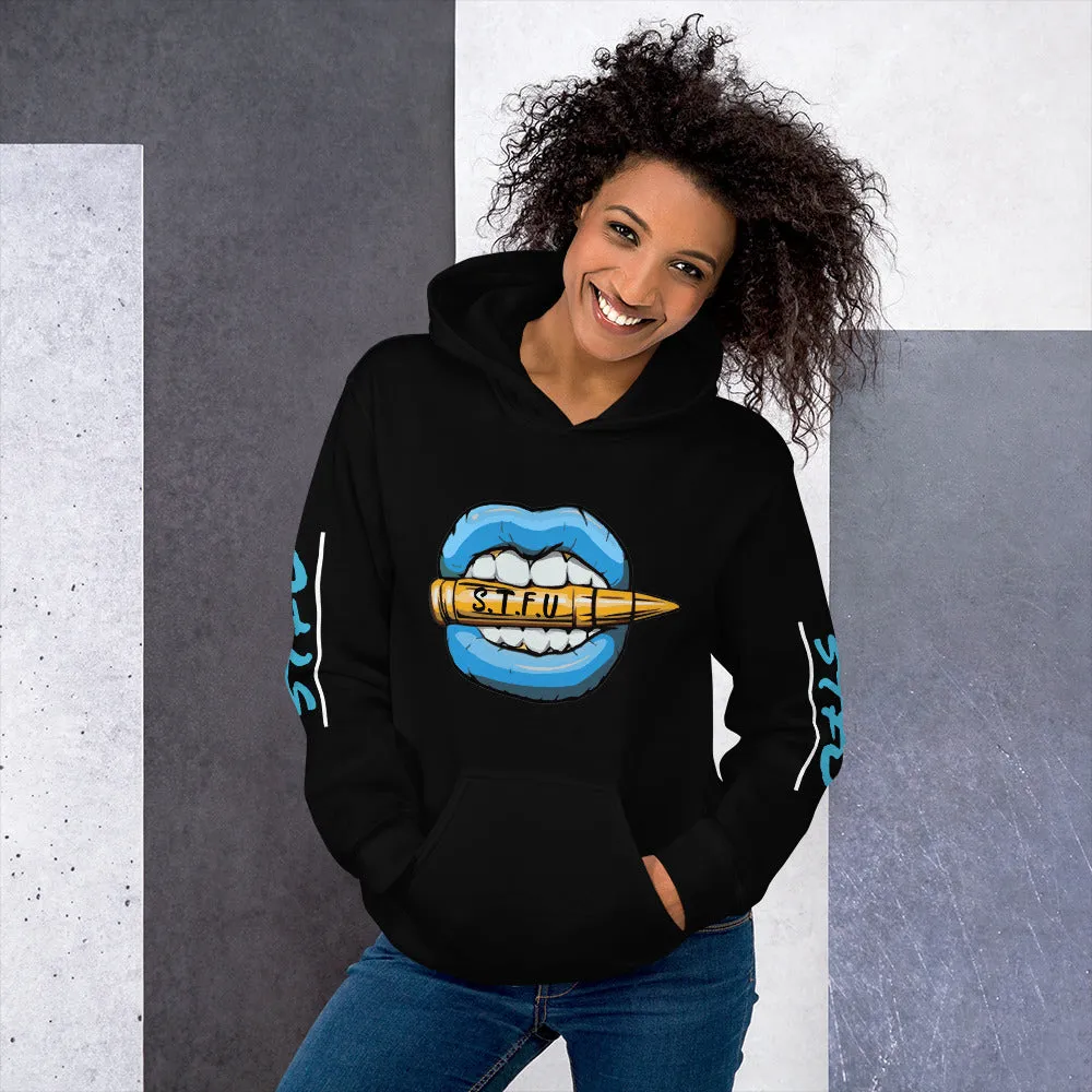 STFU Ice Blue Logo Unisex Hoodie - Black