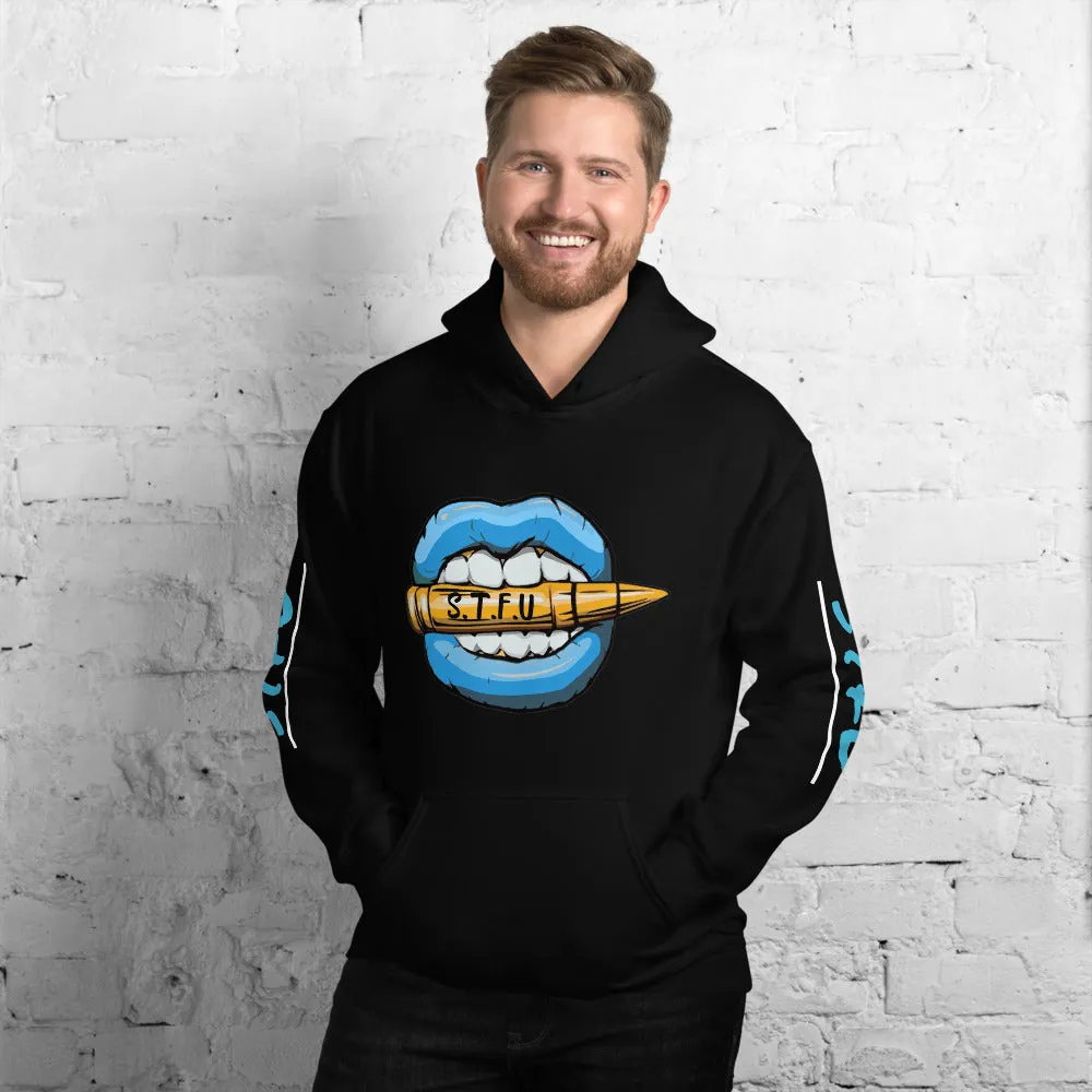 STFU Ice Blue Logo Unisex Hoodie - Black