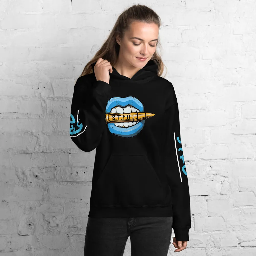 STFU Ice Blue Logo Unisex Hoodie - Black