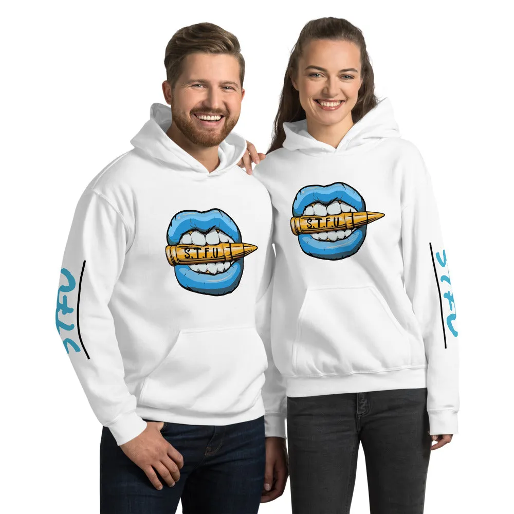 STFU Ice Blue Logo Unisex Hoodie - White