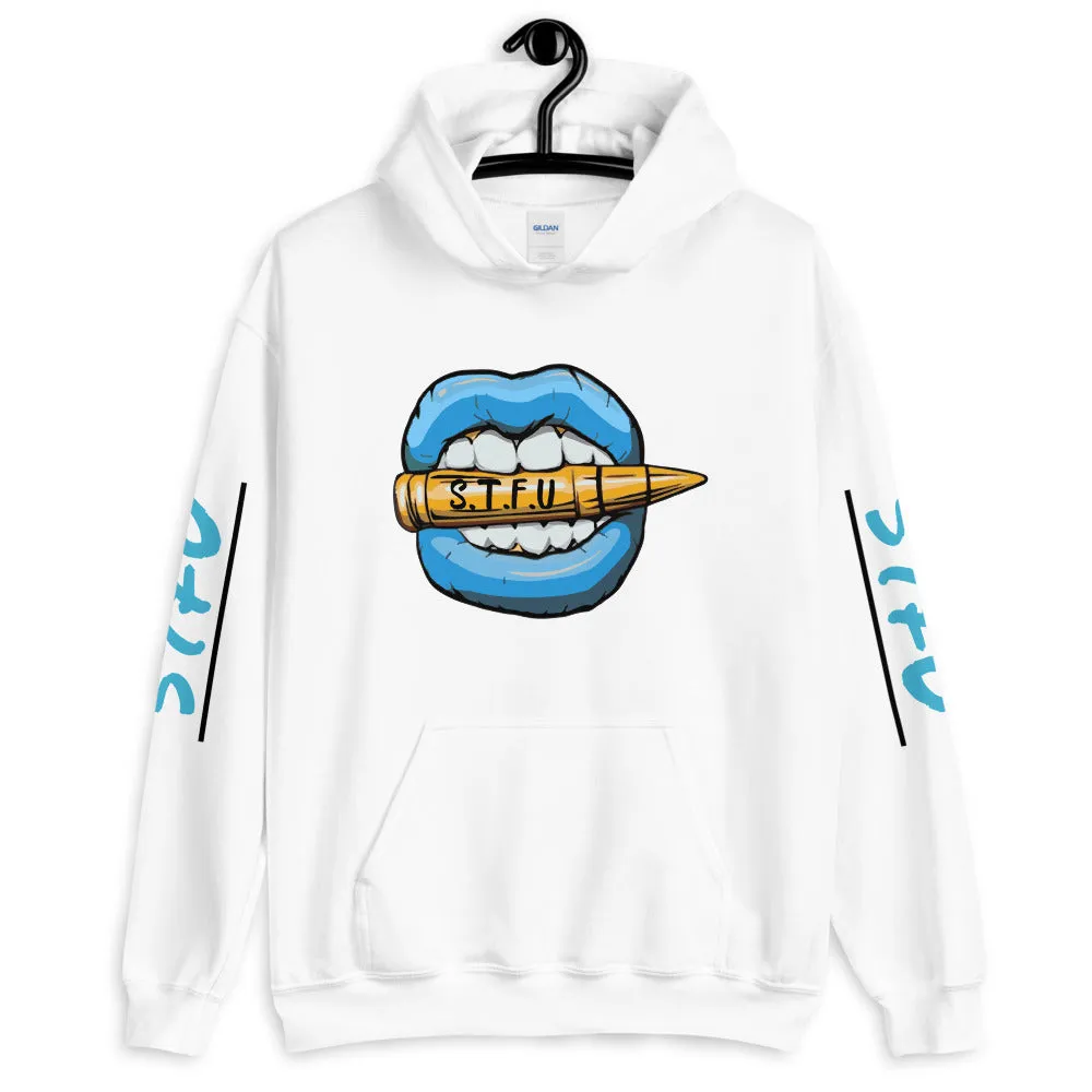 STFU Ice Blue Logo Unisex Hoodie - White