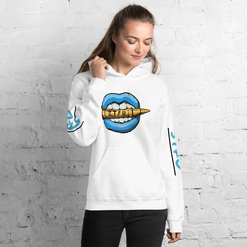 STFU Ice Blue Logo Unisex Hoodie - White