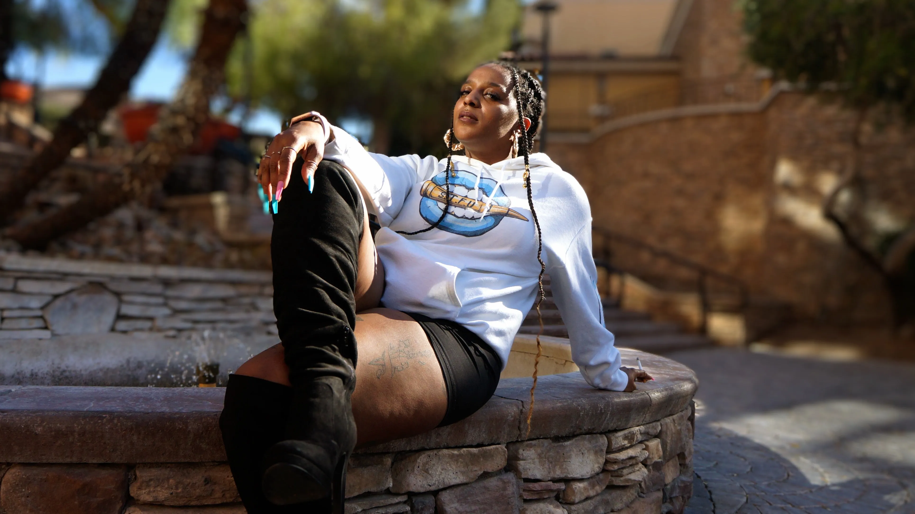 STFU Ice Blue Logo Unisex Hoodie - White