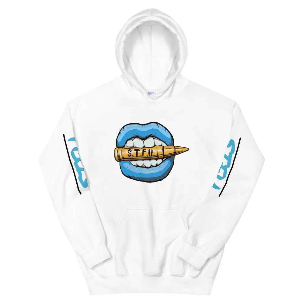 STFU Ice Blue Logo Unisex Hoodie - White