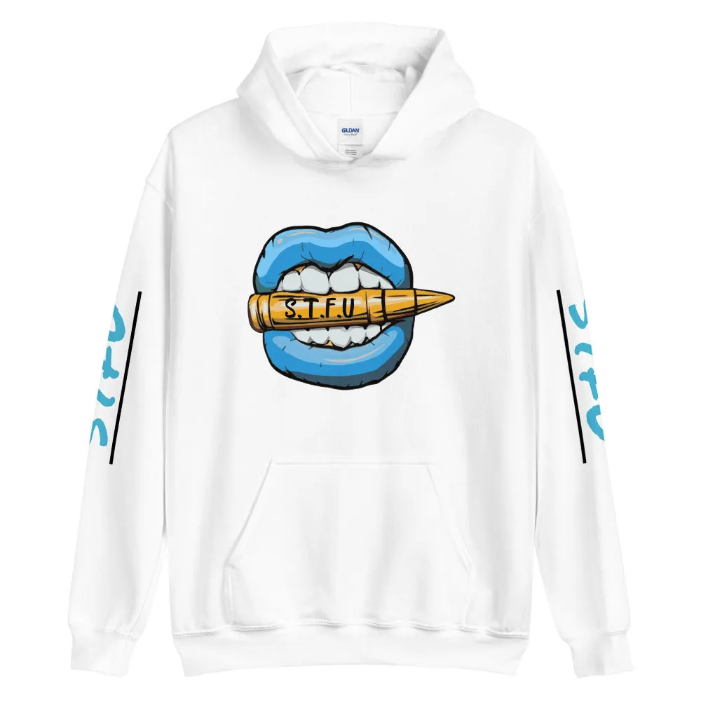 STFU Ice Blue Logo Unisex Hoodie - White