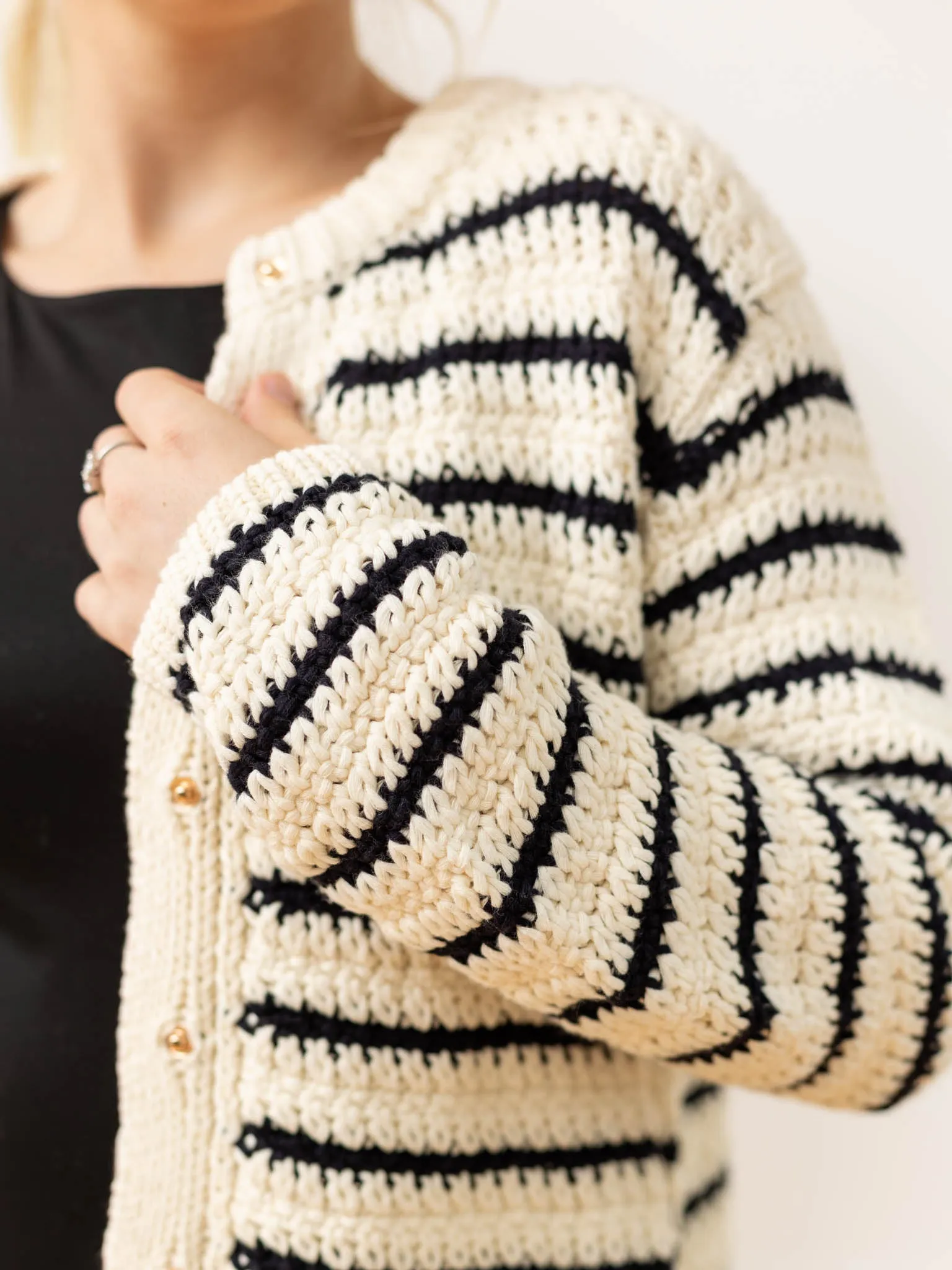 Striped Button Up Sweater Cardigan