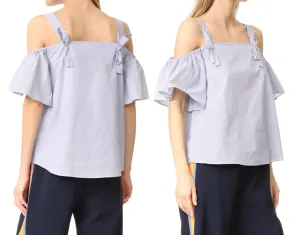 Striped Sling Off-shoulder Short-sleeved Loose Top