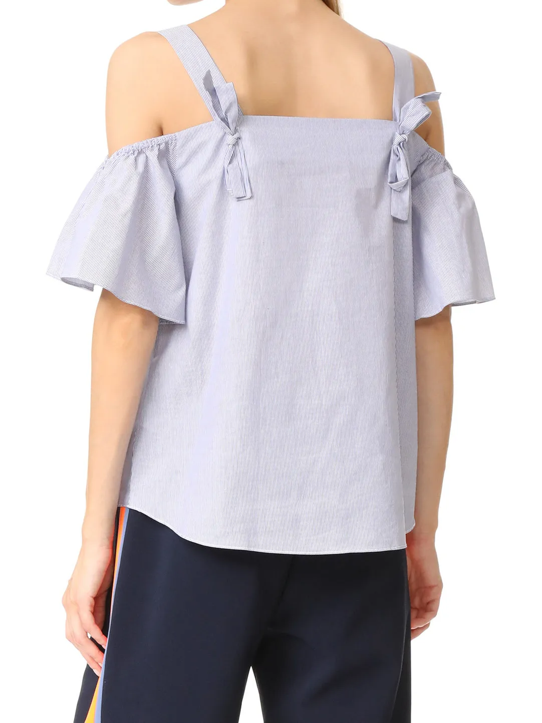 Striped Sling Off-shoulder Short-sleeved Loose Top