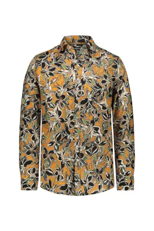 Summer Garden Print Shirt In Orange
