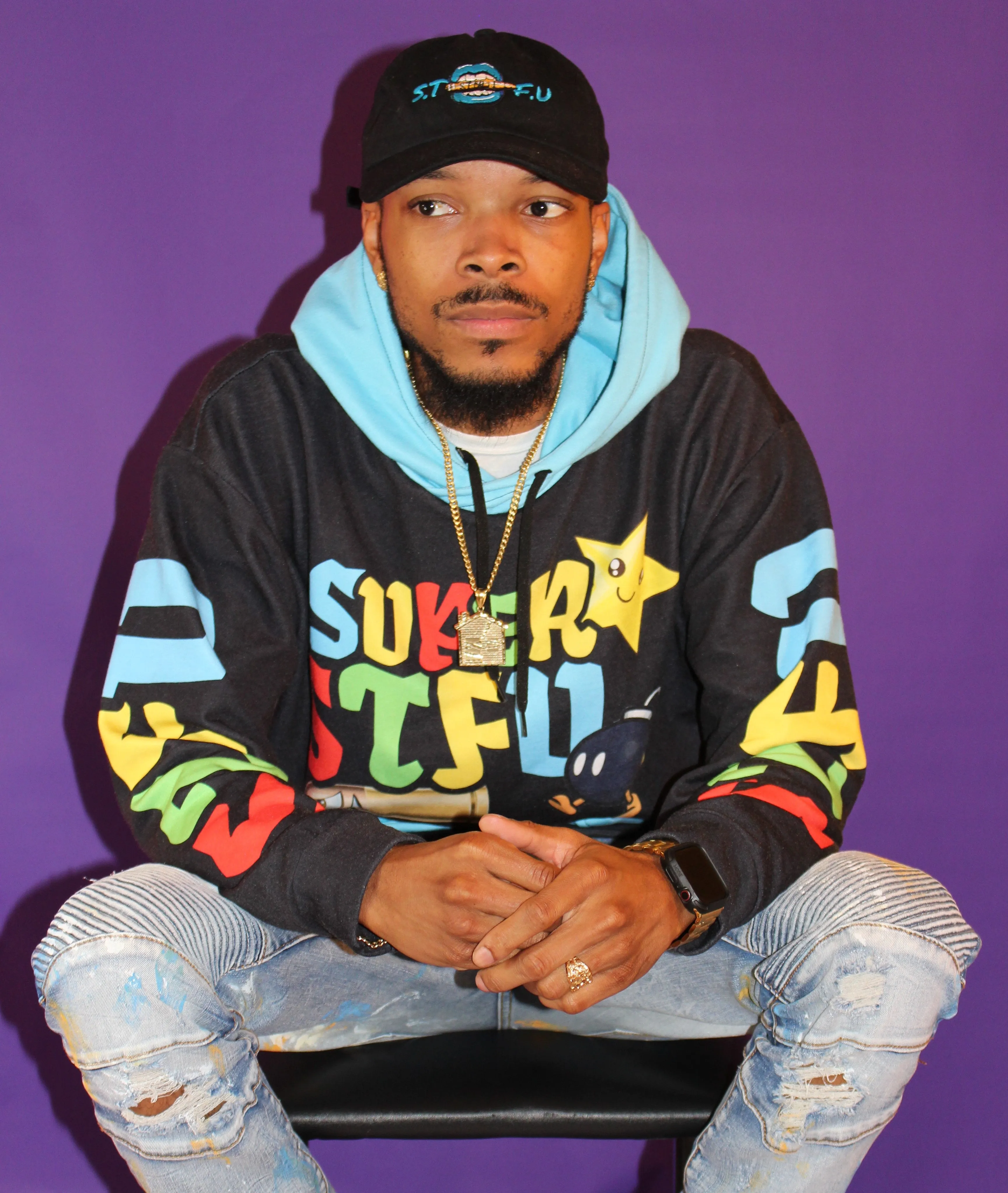 Super STFU Unisex Hoodie - Black/Blue