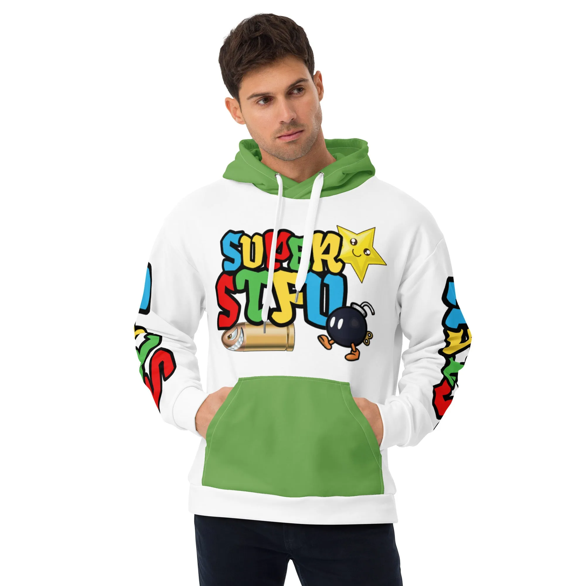 Super STFU Unisex Hoodie - White/Green