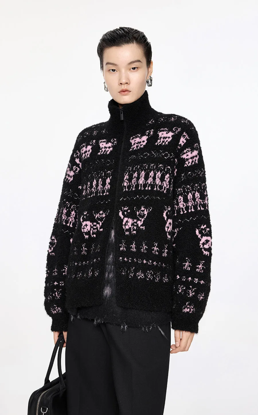 Sweater / JNBY High Neck Alpaca Wool Cardigan