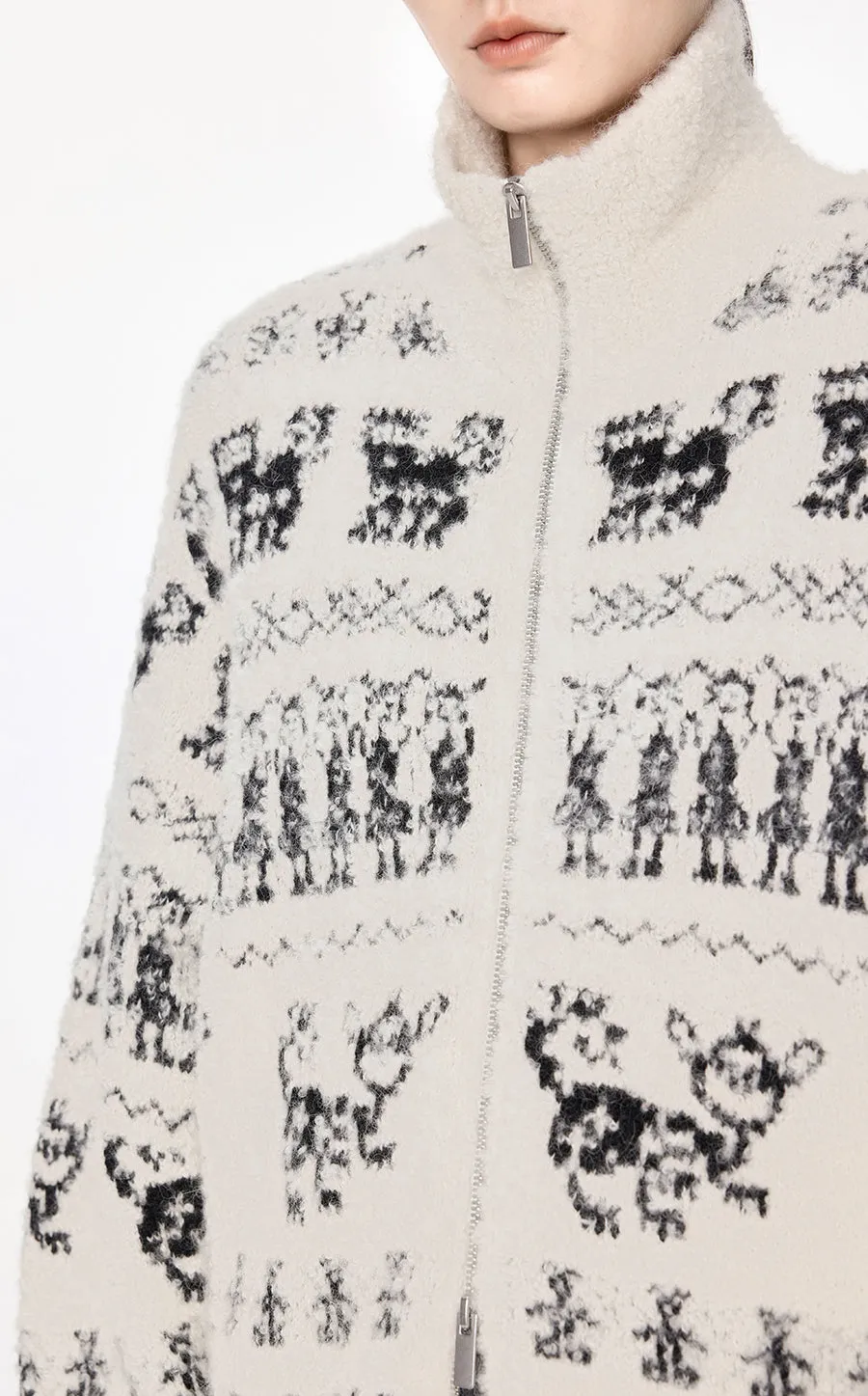 Sweater / JNBY High Neck Alpaca Wool Cardigan