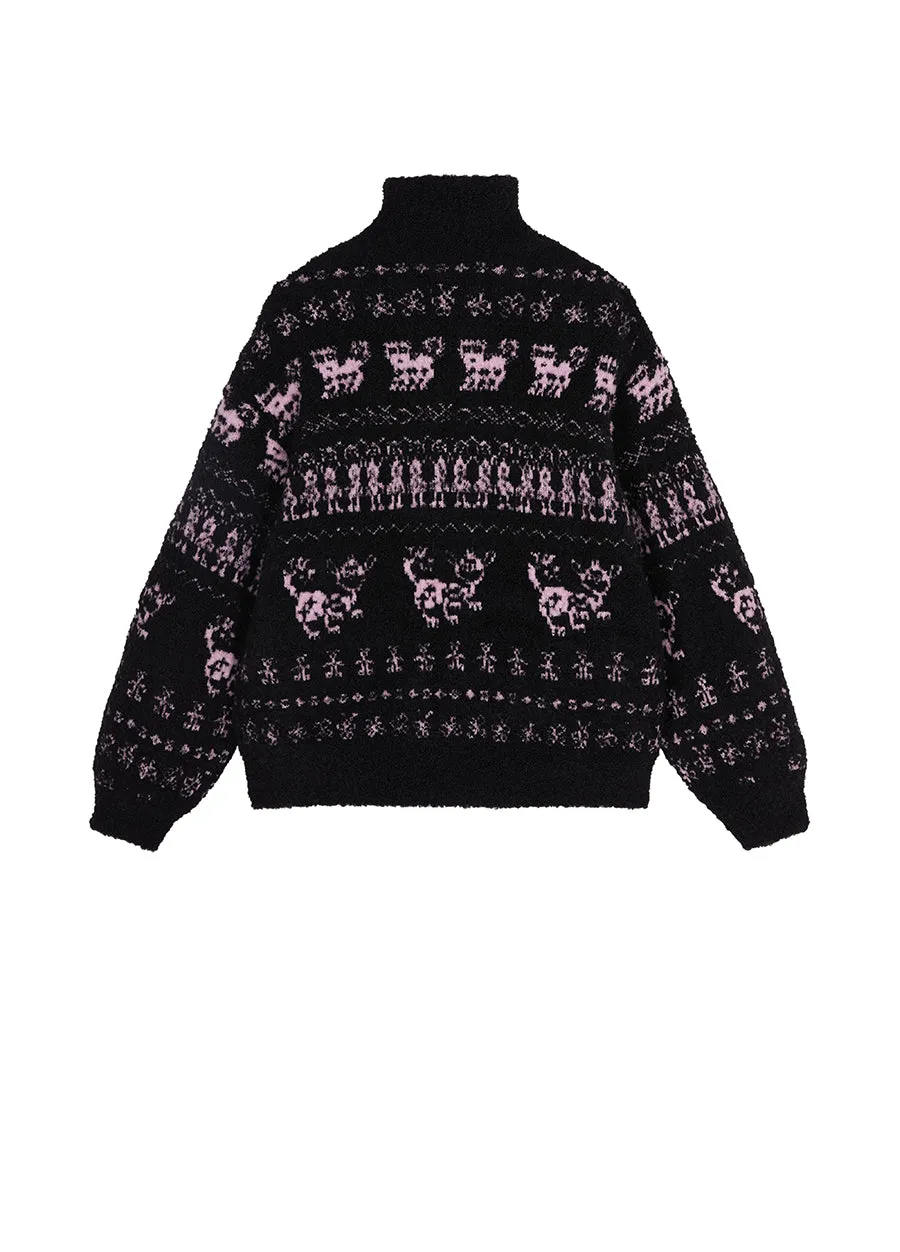 Sweater / JNBY High Neck Alpaca Wool Cardigan