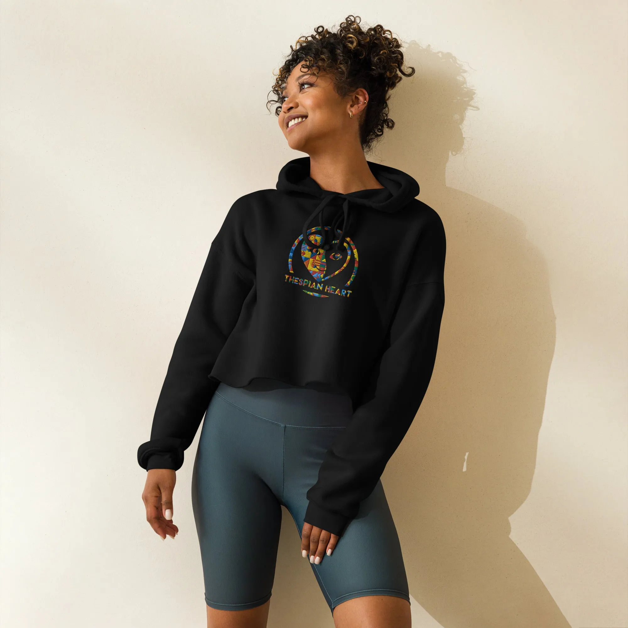 Thespian Heart Logo - Colorful Embroidered Crop Top Hoodie