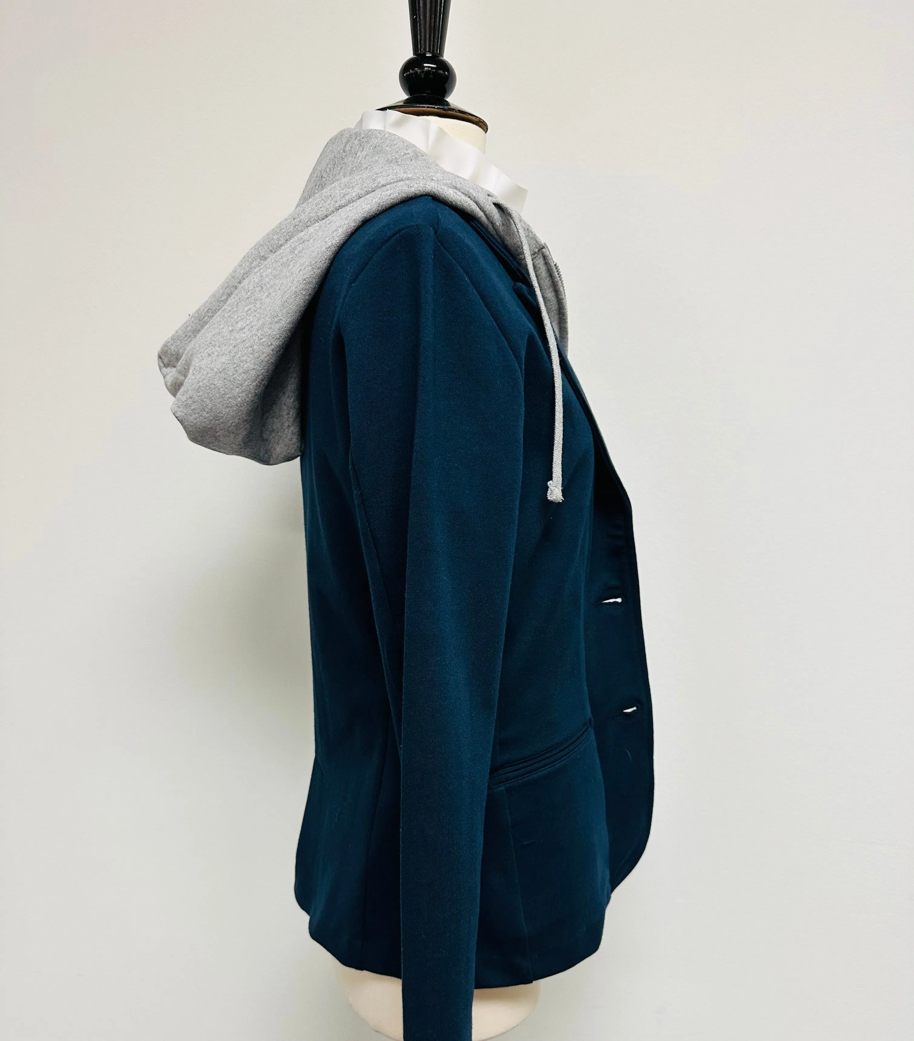 Tracey Hooded Blazer - Navy w Grey (HB04)