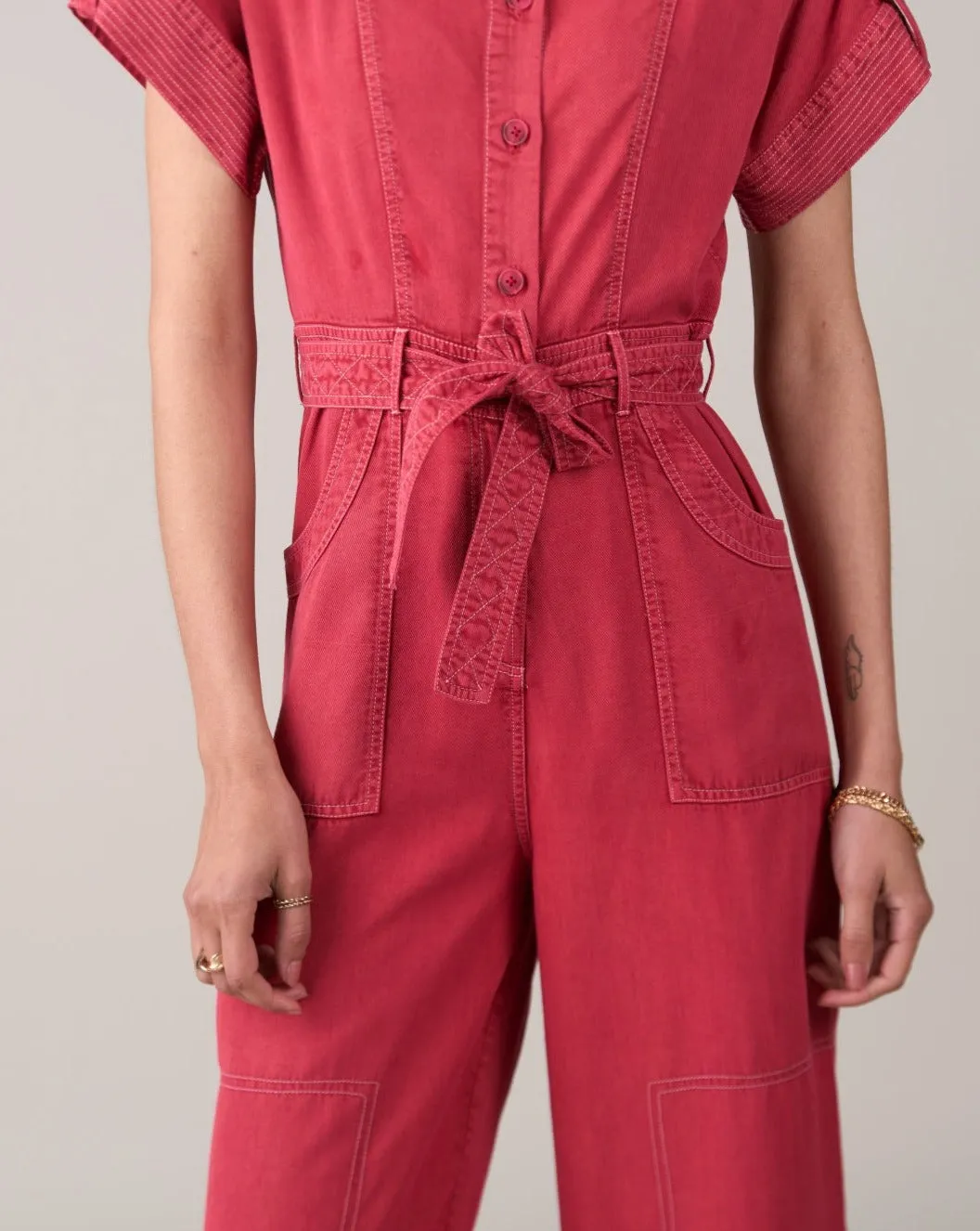 Tushita Mehta In Our Adele Red Jumpsuit