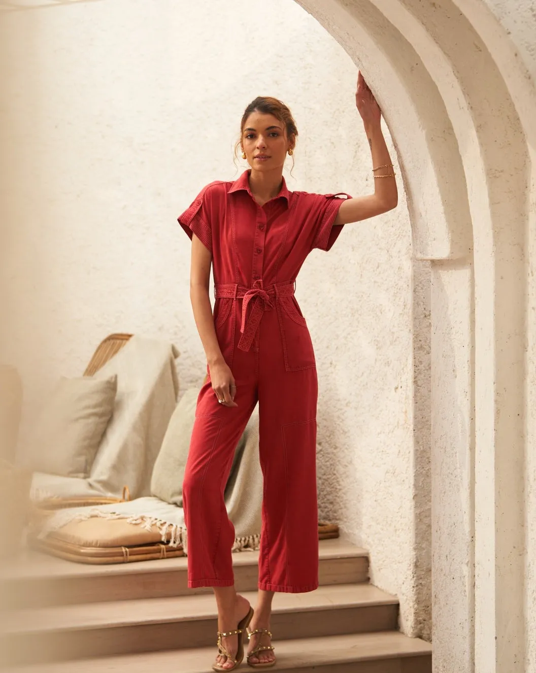 Tushita Mehta In Our Adele Red Jumpsuit