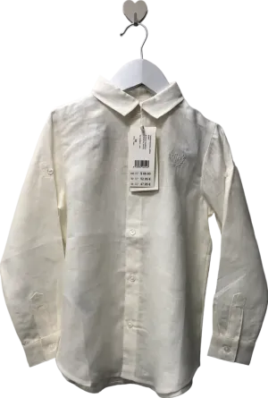 Tutto Piccolo Ivory Linen Monogrammed shirt 4 Yrs