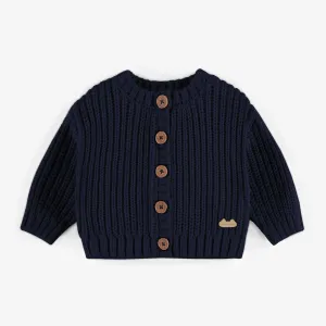Veste de maille marine en imitation cachemire, naissance || Navy knitted vest with a cashmere imitation, newborn
