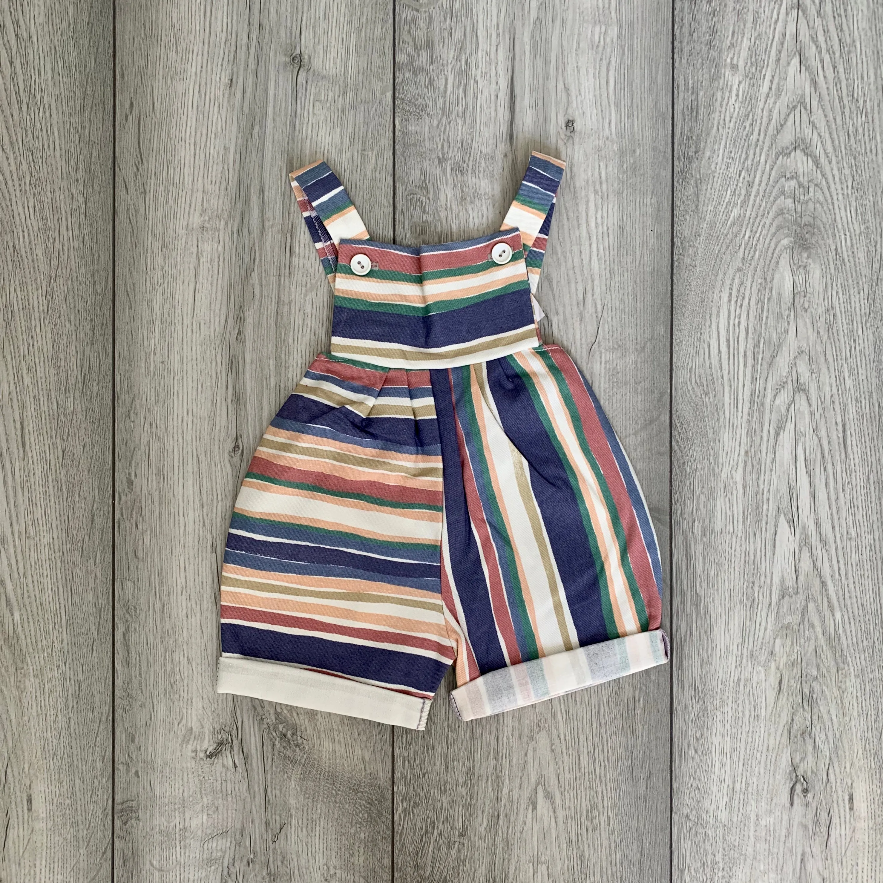 Watercolour Peach Pastel Wavy Striped Romper
