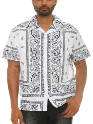 White Bandana Button Down