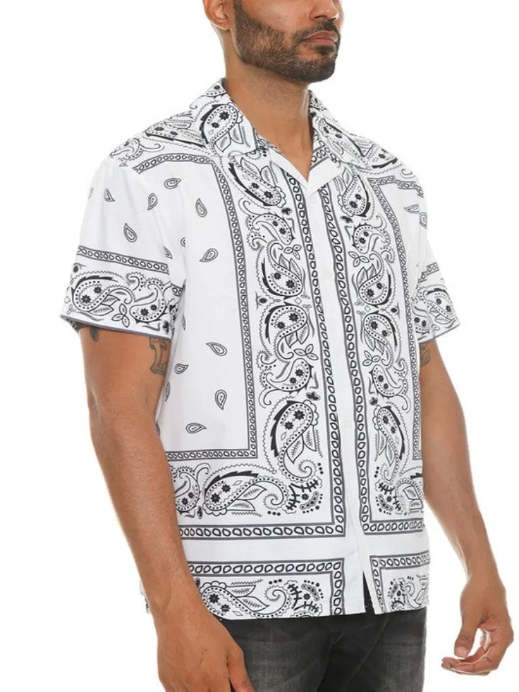 White Bandana Button Down