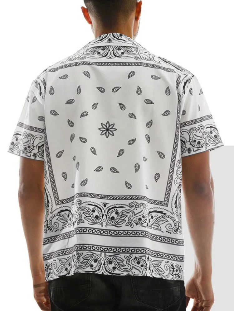 White Bandana Button Down