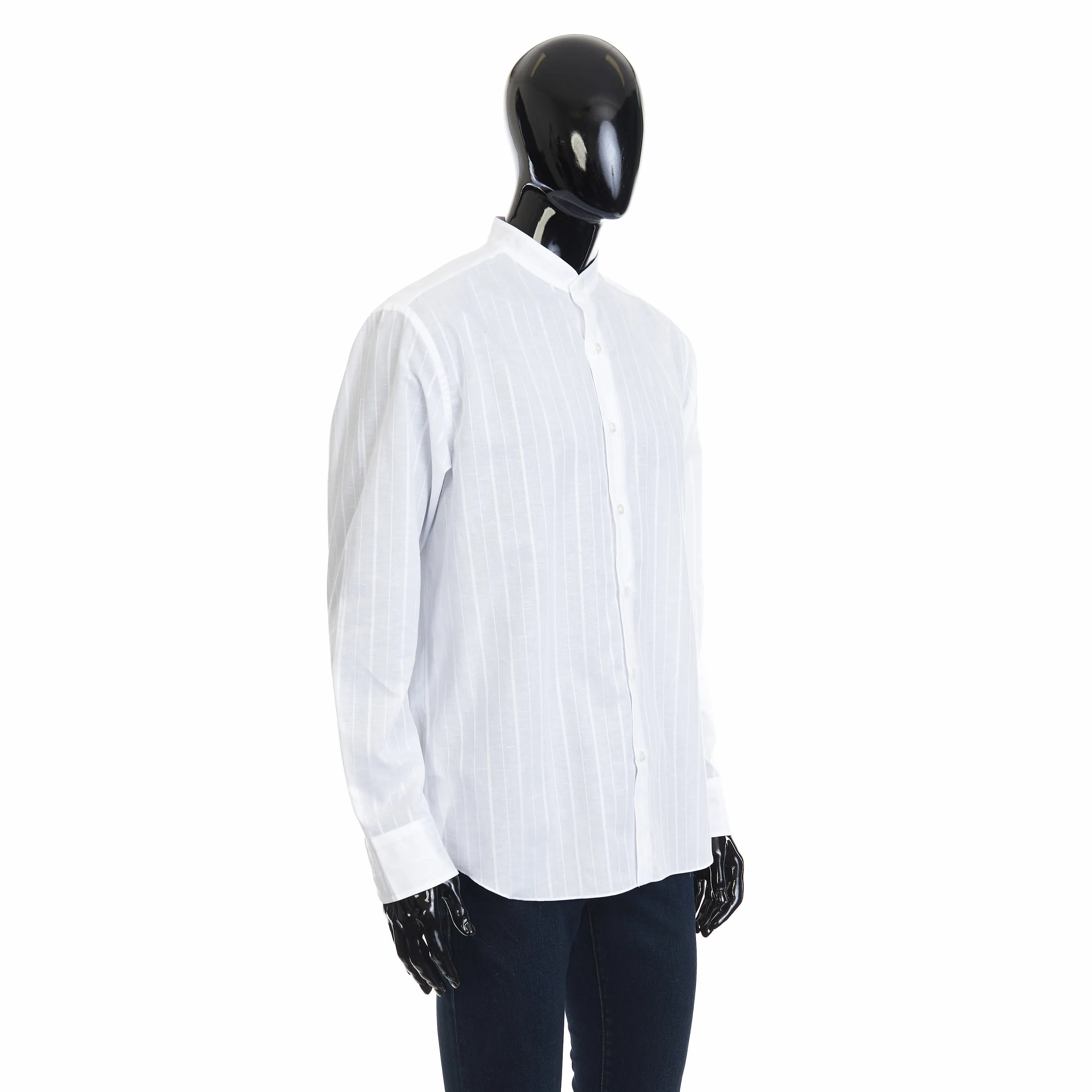 White Dress Shirt Features a Mandarin Collar