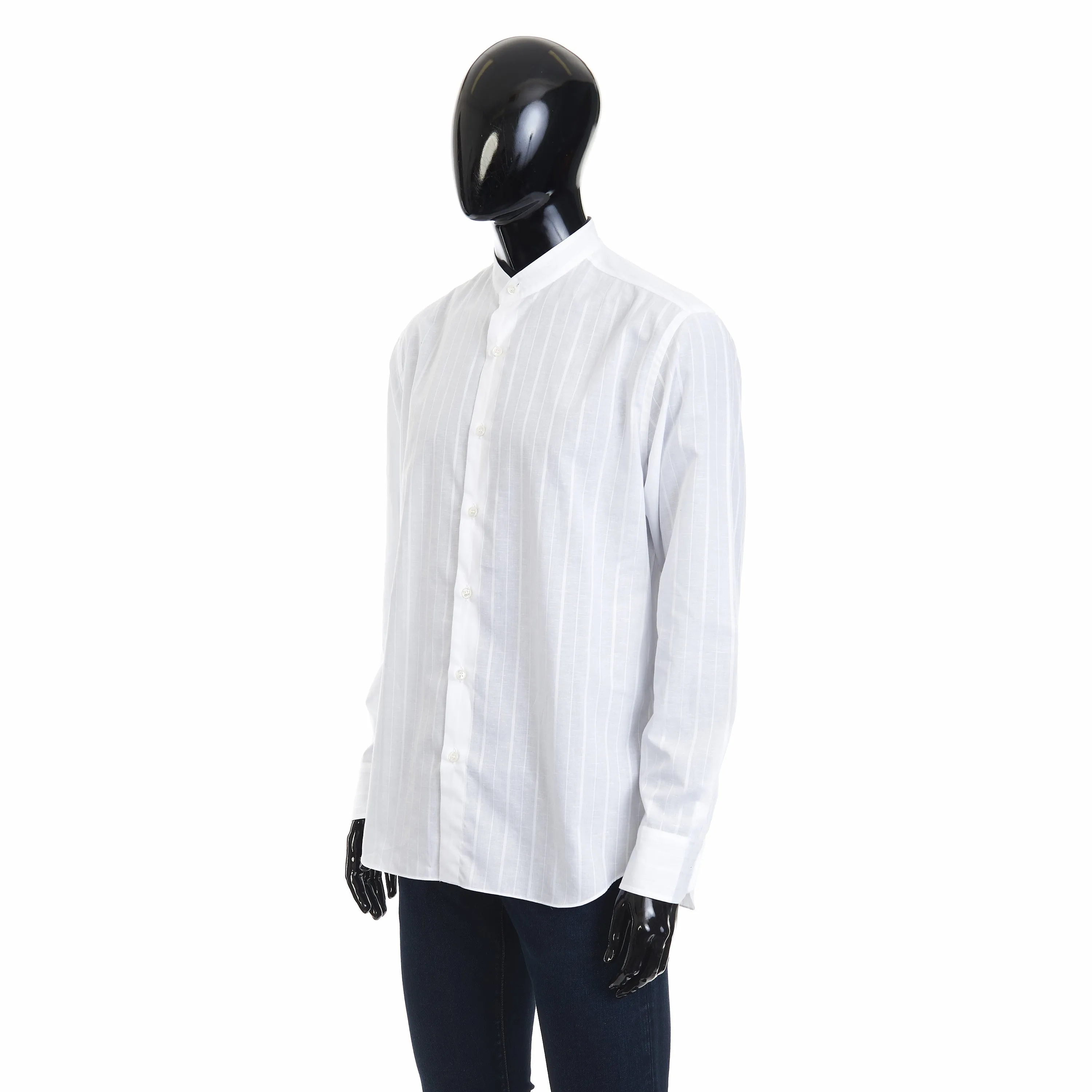 White Dress Shirt Features a Mandarin Collar