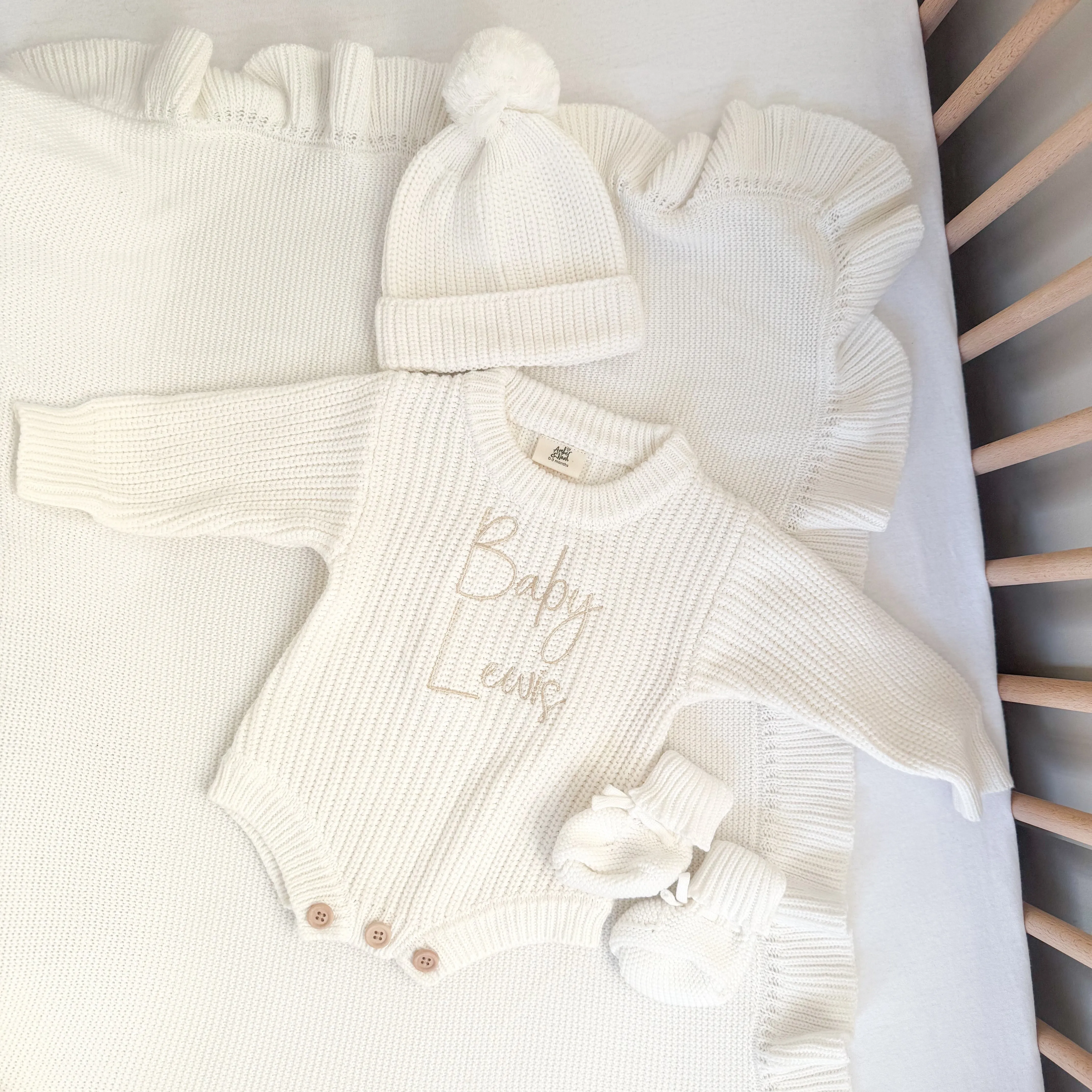 White Personalised Luxury Knitted Romper