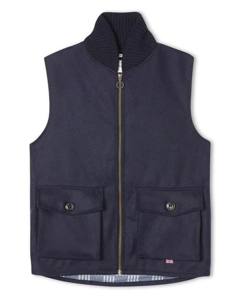 Wilson Wool Shawl Gilet Navy
