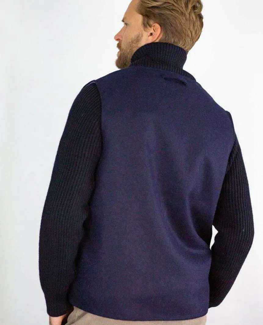 Wilson Wool Shawl Gilet Navy