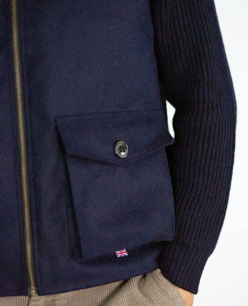 Wilson Wool Shawl Gilet Navy
