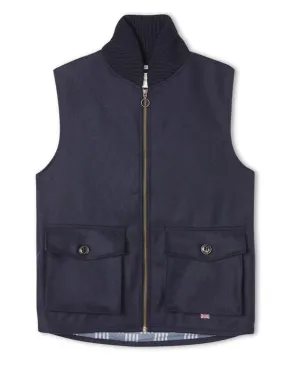 Wilson Wool Shawl Gilet Navy