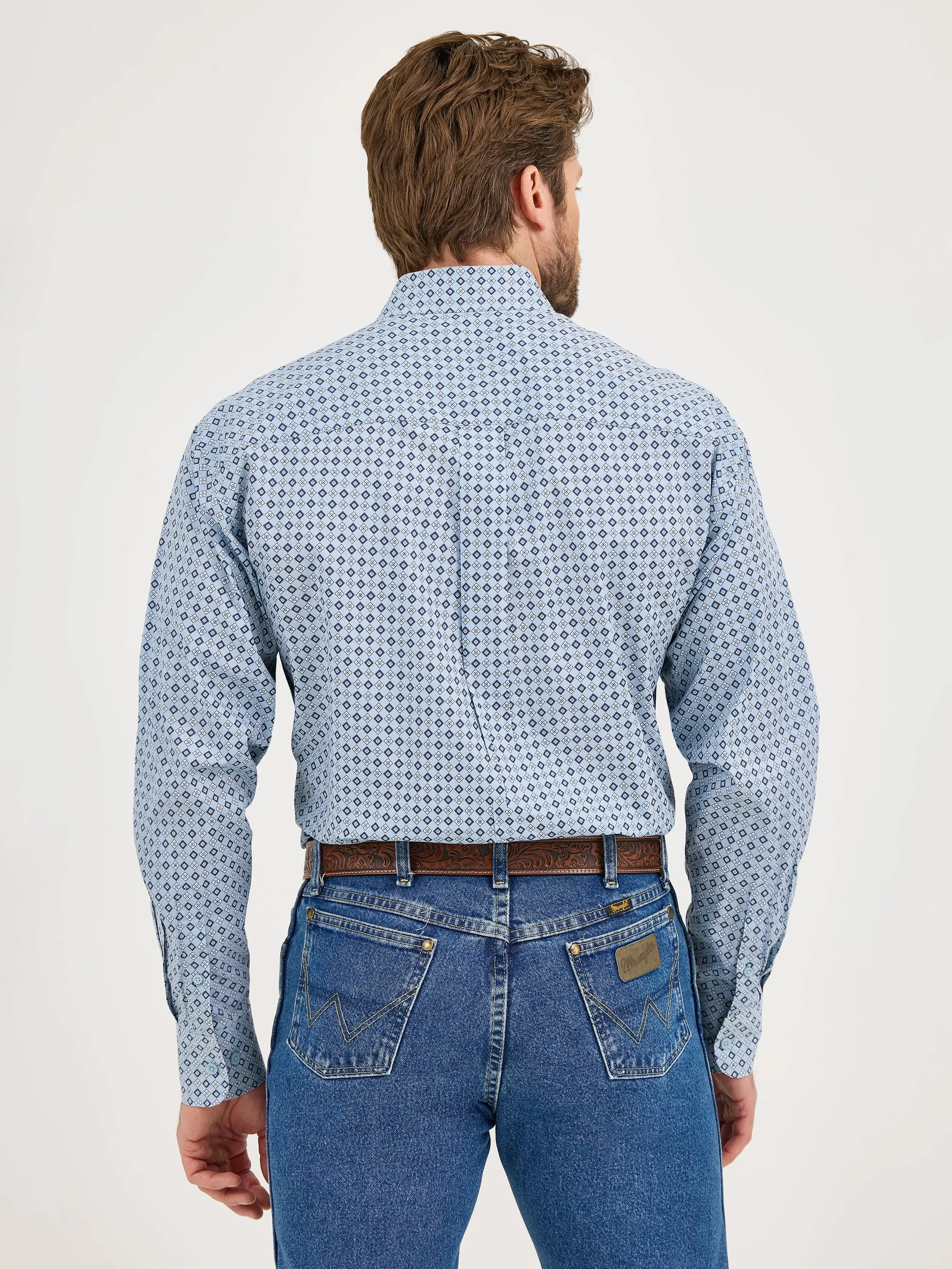 Wrangler George Strait Collection Blue Diamond Print Button-Down Shirt